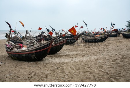 THANH HOA, Vietnam, August 21, 2015 the boat was moored, coast Sam Son, Thanh Hoa, Vietnam