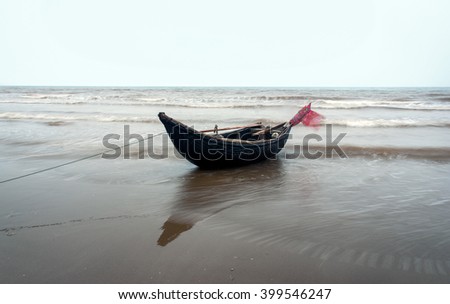 THANH HOA, Vietnam, August 21, 2015 the boat was moored, coast Sam Son, Thanh Hoa, Vietnam