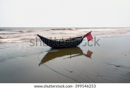 THANH HOA, Vietnam, August 21, 2015 the boat was moored, coast Sam Son, Thanh Hoa, Vietnam