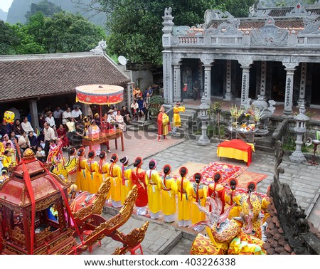 Ninh Binh, Vietnam, April 9, 2016 Thai Vi Temple Festival, Ninh Binh, Vietnam