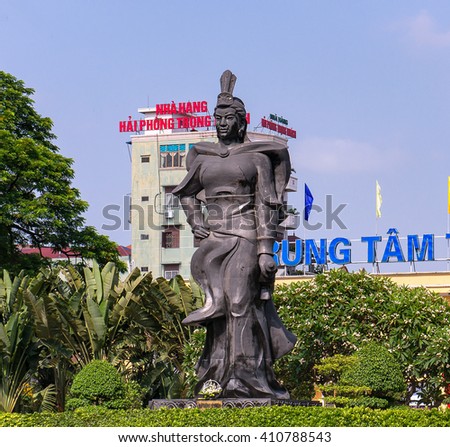 HAI PHONG, VIETNAM, September 12, 2015 the monument, Le Chan heroine, in the city of Hai Phong, Vietnam