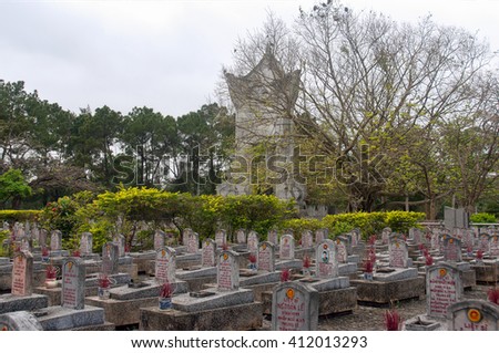 QUANG TRI, VIETNAM, December 16, 2015 the graves, cemetery Truong Son, Quang Tri Province, Vietnam