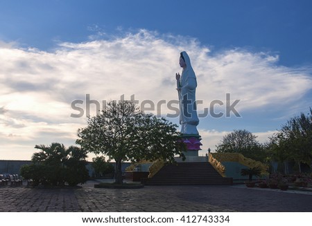 CA MAU, VIETNAM, April 28, 2016 statues, Bodhisattva Guan Yin Buddha Ba, Ca Mau sea, Vietnam