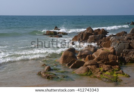 Binh Thuan, Vietnam, April 26, 2016 ancient rock, called (Co Thach) waters Binh Thuan, Vietnam