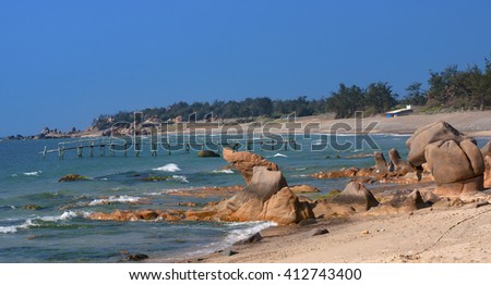 Binh Thuan, Vietnam, April 26, 2016 ancient rock, called (Co Thach) waters Binh Thuan, Vietnam