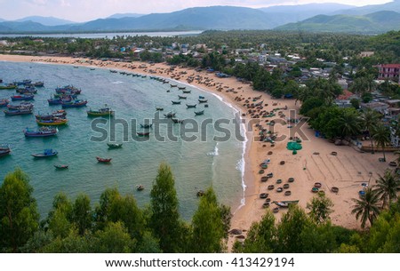 PHU YEN, VIET NAM, March 13, 2016 fishing boat, moored sea Phu Yen, Vietnam