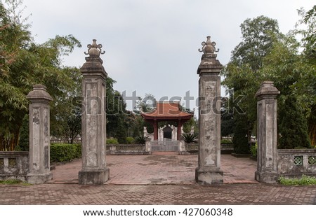 QUANG TRI, Vietnam, November 17, 2015 Temple, proud pronoun Nguyen Du, Quang Tri province Vietnam