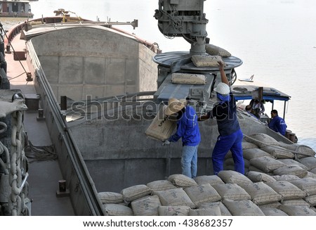 HAI DUONG, Vietnam, June 17, 2016 workers Hoang Thach cement plant. Town Minh Tan, Kinh Mon District, Hai Duong Province, Vietnam. The largest cement plant in Vietnam