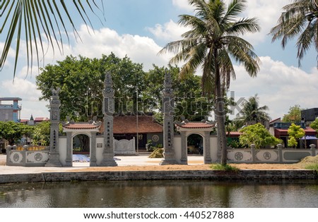 Vinh Phuc, Vietnam, June 16 2016. The ancient temple, countryside, Thanh Ha, Hai Duong, Vietnam