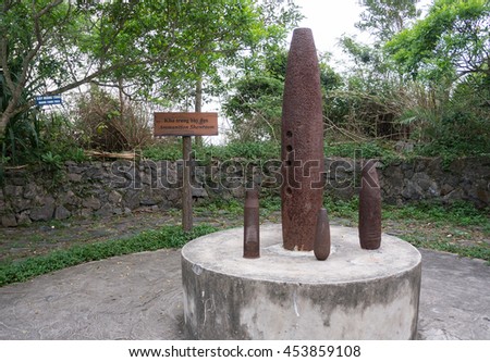 CAT BA, VIET NAM, June 10, 2016 weapon of war left the bay Cat Ba Hai Phong, Vietnam, is currently on display, on Cat Ba island, so visitors visit