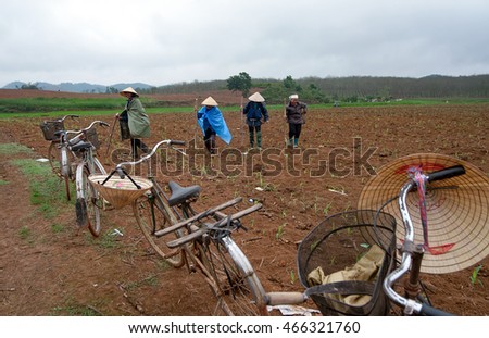 THANH HOA, Vietnam, April 24, 2016 farmers, rural areas in Thanh Hoa, corn planting season