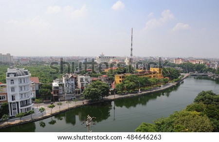 HAI DUONG, Vietnam, September 17, 2016 downtown Hai Duong, Vietnam, next to the river