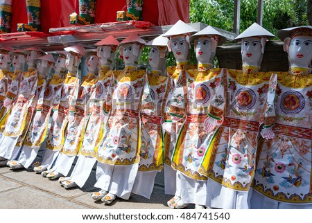 HAI DUONG, Vietnam, September 15, 2016 objects, the paper's image. worship, in the historic Con Son, Kiep Bac, Hai Duong Province, Vietnam
