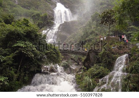 HOA BINH, Vietnam, September 12, 2016 waterfalls, virgin forests, high mountains Hoa Binh, Vietnam