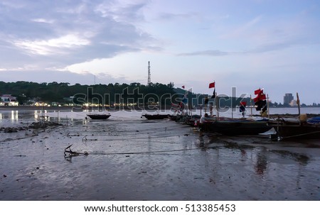 HAI PHONG, VIETNAM, August 28, 2015 fishing villages, beach Do Son, Hai Phong city, in the evening