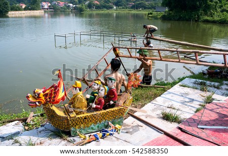 HAI DUONG, Vietnam, July 25, 2016 artisans, traditional water puppet Hai Duong, Vietnam