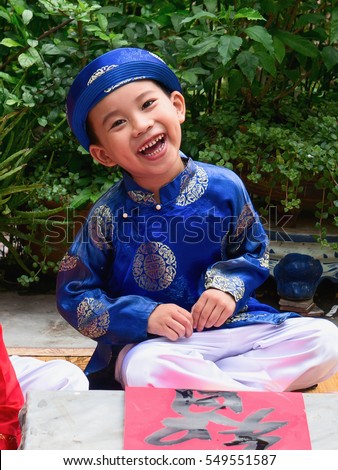 HAI DUONG, Vietnam, November 14, 2016 boys cute smile, kid, suburb of Hai Duong, Vietnam