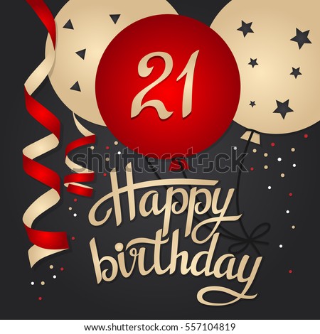 Happy Birthday Card Template Balloons 21 Stock Vector 557104819 ...