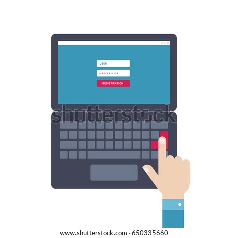 User Account Profile Registration Concept Hand Stock Vector 650335660