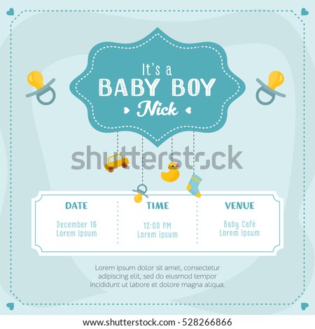 Baby Boy Shower Card Invitation Template Stock Vector 528266866 Shutterstock Baby Shower Text Template