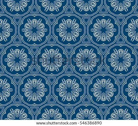 Seamless Porcelain Indigo Blue White Simple Stock Vector 664770703 ...