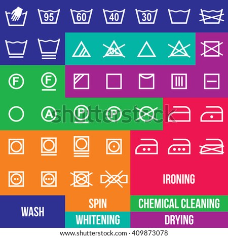 Icon Set Laundry Symbols Stock Vector 89141179 - Shutterstock