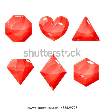 Set Realistic Red Jewels Colorful Red Stock Vector 418986553 - Shutterstock