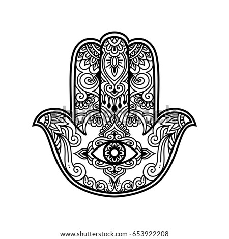 Vector Indian Hand Drawn Hamsa Symbol Stock Vector 254600365 - Shutterstock