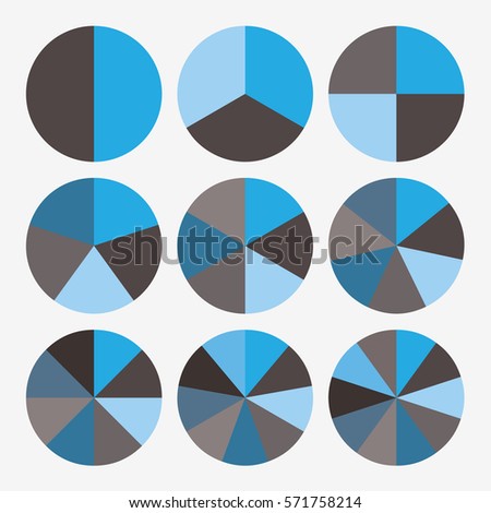 Coloured Pie Chart Six Shades Blue Stock Illustration 63059869 ...