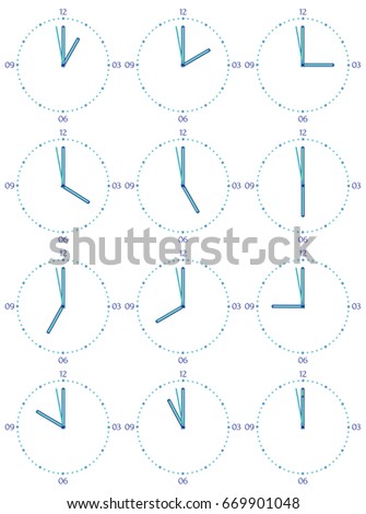 Set Mechanical Clocks Image Each Twelve Stock Illustration 643959271 ... Set Mechanical Clocks Image Each Twelve Stock Illustration 643959271 ...