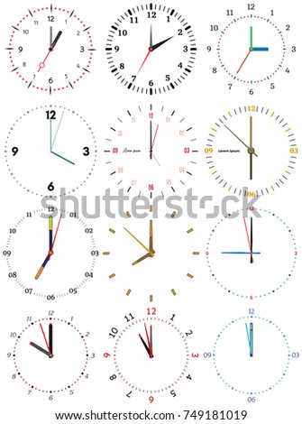 Set Different Mechanical Clocks Image Each Stock Vector 749181019 ... Set Different Mechanical Clocks Image Each Stock Vector 749181019 ...
