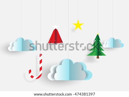Merry christmas sky background paper cut style.vector,illustration design