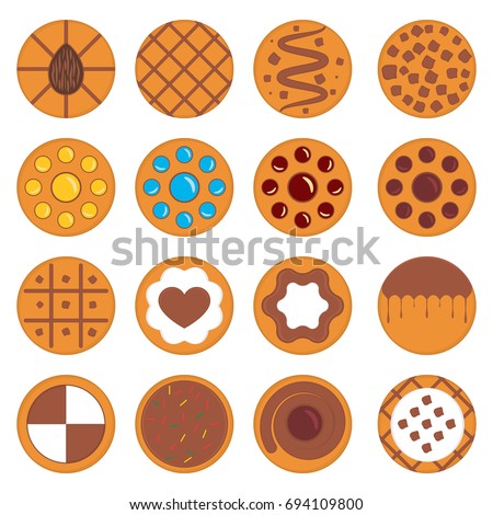 Set Round Cookies Brown Black Dark Stock Vector 694109800 - Shutterstock