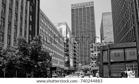 Streets of johannesburg megalopolis skyscrapers black white photography city business district Streets of johannesburg megalopolis skyscrapers black white photography city business district