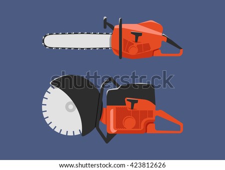 pipe steel knife sharpener Chain Saw Gasoline Saw Stock Vector Vector Chainsaw