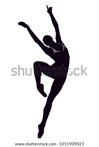 Vector illustration of a ballet dancer girl in black and white