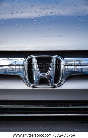 UKRAINE - SEPTEMBER 2013: Honda logo and badge on the car