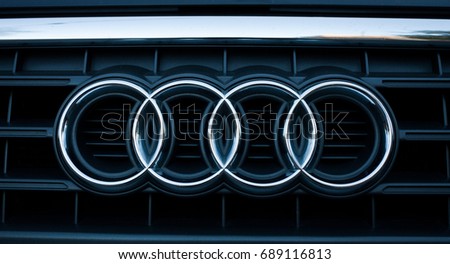 ODESSA, UKRAINE - MAY 7, 2017: Audi logo and badge on the car