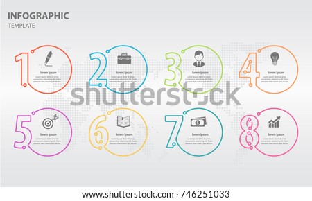 infographic thin line design template numbersのベクター画像素材