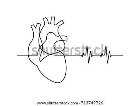 Download Continuous Line Drawing Heart Heartbeat On Stock Vector ...