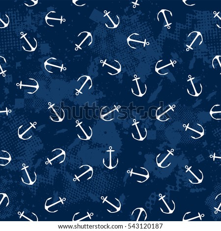 Cute kids pattern for girls and boys. Colorful anchor on the abstract grunge background create a fun cartoon drawing. The background is made in neon colors. Urban backdrop for textile and fabric.