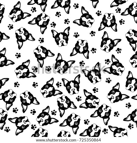 Cute kids pattern for girls and boys. Colorful dogs, Bulldog on the abstract grunge background create a fun cartoon drawing.The background is made in white colors.Urban backdrop for textile and fabric