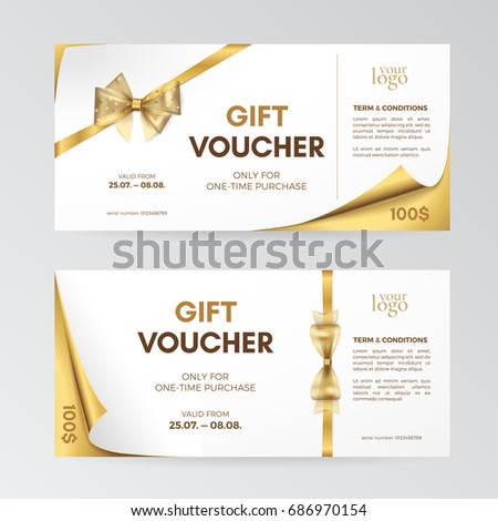 Set Elegant Shiny Gift Voucher Golden Stock Vector 558448687 - Shutterstock