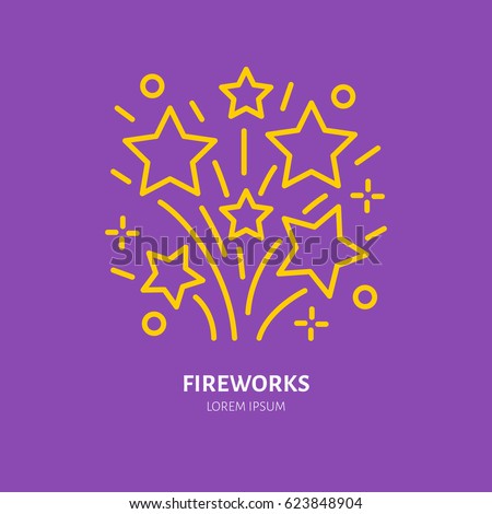 Fireworks line icon. Vector logo for event service. Linear illustration of firecrackers.