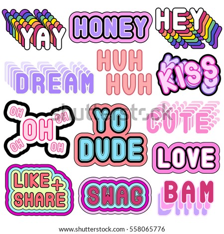 Big Set Patches Stickers Badges Pins Stock Vector 558065776 - Shutterstock