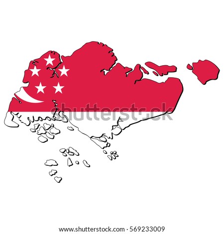 Vector Map Flag Singapore Stock Vector 569233009 - Shutterstock