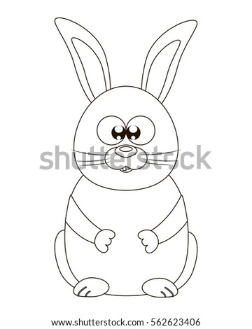 Colorless Cartoon Rabbit Coloring Page For Preschool Children