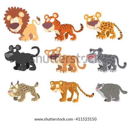 Big Cats Set Vector Illustration Vectores En Stock 411523150 - Shutterstock