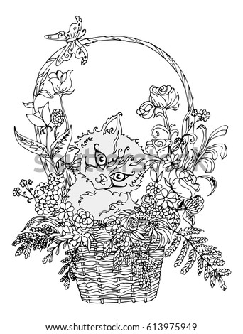 Coloring Pages Kitten Basket / Cute Kitten Coloring Pages at GetDrawings | Free download : There's also a kitten hiding in a halloween jack o' lantern.