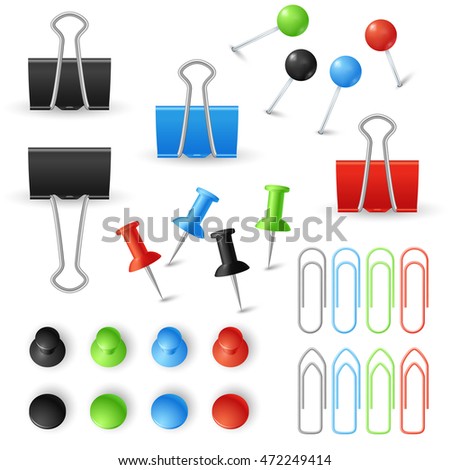 Paper Binders Pins Set Stationery Stock Illustration paper binders pins set stationery stock illustration